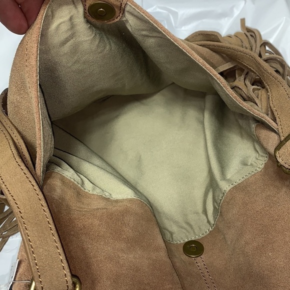 MARGOT Tan Genuine Leather Hobo w/ Fringe zip and snap closures NWT - Picture 4 of 4